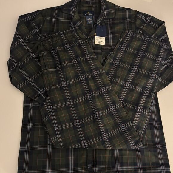 Stafford Pajamas Mens Small Green Plaid - Picture 1 of 3